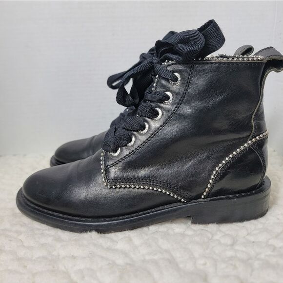 Zadig & Voltaire Laureen Roma Studs Black Leather Ankle Boots EU 39 US 8.5 Italy main image 11